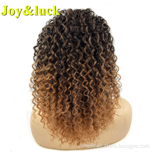 Wholesale Price Wigs Natural Afro Kinky Curly Drawstring Ponytail Hair Extension Black Ombre Red Short Deep Curly Synthetic Wig
